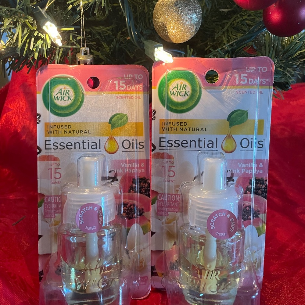Air Wick Vanilla & Pink Papaya Essential Oils Warmer Refills Bundle of 2